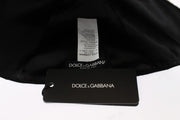 Dolce & Gabbana Black Wool White Floral Gold Leaf Hat