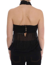 Exte Black Neck Wrap Top Blouse