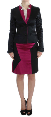 Exte Black Pink Two Piece Suit Skirt & Blazer