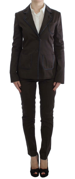 Exte Brown Stretch Two Button Suit