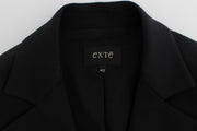 Exte Black Cotton Stretch Gold Studded Blazer Jacket