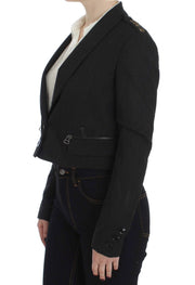 Exte Gray Stretch Gold Studded Short Jacket