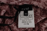 Exte Pink Floral Print Viscose Silk Blouse Top