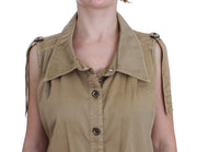 PLEIN SUD Beige Cotton Sleeveless Shirt
