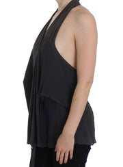 CORA GROPPO Gray Blue Stretch Blouse Top