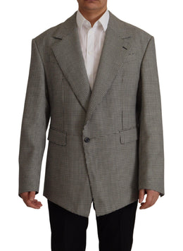 Dolce & Gabbana Gray Checkered Single Breasted Jacket Blazer