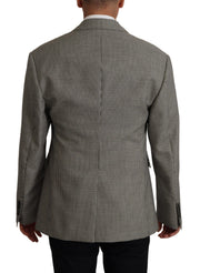 Dolce & Gabbana Gray Checkered Single Breasted Jacket Blazer
