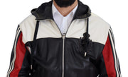 Dolce & Gabbana Black Leather Hooded Blouson Coat Jacket