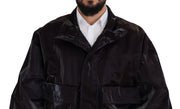 Dolce & Gabbana Bordeaux Nylon Collared Men Coat Jacket