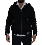 Dolce & Gabbana Black Polyester Hooded Full Zip Jacket