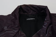 Dolce & Gabbana Purple Nylon Collared Biker Coat Jacket