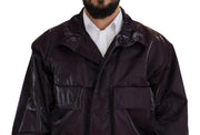 Dolce & Gabbana Purple Nylon Collared Biker Coat Jacket