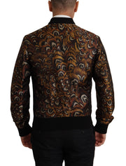 Dolce & Gabbana Brown Feather Full Zip Blouson Jacket