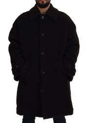 Dolce & Gabbana Black Alpaca Button Down Trench Coat Jacket