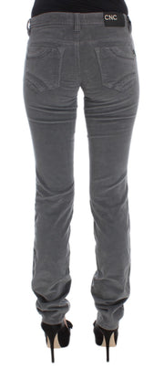 Costume National Gray Cotton Super Slim Corduroys Jeans