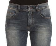 Ermanno Scervino Blue Wash Cotton Blend Slim Fit Jeans