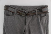 Ermanno Scervino Gray Cotton Slim Fit Casual Bootcut Pants
