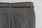 Ermanno Scervino Gray Cotton Slim Fit Casual Bootcut Pants