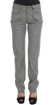 Ermanno Scervino Black White Checkered Cotton Casual Pants