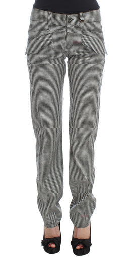 Ermanno Scervino Black White Checkered Cotton Casual Pants