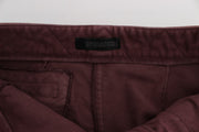 Ermanno Scervino Bordeaux Cotton Cropped Cargo Pants