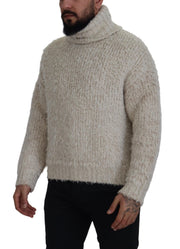 Dolce & Gabbana Cream Wool Knit Turtleneck Pullover Sweater
