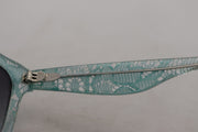 Dolce & Gabbana Blue Lace Acetate Crystal Round DG4190 Sunglasses