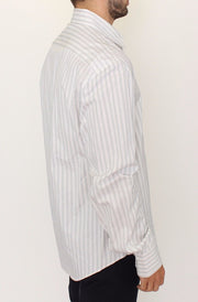 Ermanno Scervino White Black Striped Regular Fit Casual Shirt