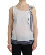 Ermanno Scervino White Blue Top Blouse Tank Shirt Sleeveless