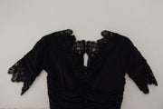Dolce & Gabbana Black Sheath Midi Bodycon Lace Silk Dress