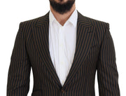 Dolce & Gabbana Black Brown Stripes Single Breasted Blazer