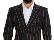 Dolce & Gabbana Black Stripes Viscose Double Breasted Blazer