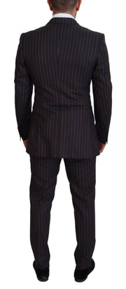Dolce & Gabbana Black Striped Wool Formal 2 Piece Suit