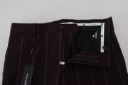 Dolce & Gabbana Brown Striped Men Trousers Cotton Pants