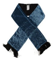 Dolce & Gabbana Blue Velvet Solid Neck Warmer Men's Shawl Scarf