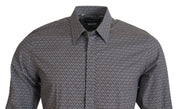 Dolce & Gabbana Gray Brown GOLD Slim Fit Dress Formal Shirt