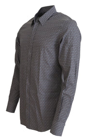 Dolce & Gabbana Gray Brown GOLD Slim Fit Dress Formal Shirt