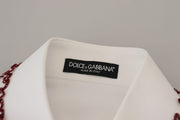 Dolce & Gabbana White Lace Long Sleeves Ruffle Collar Top