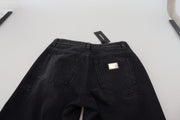 Dolce & Gabbana Black Cotton Tattered High Waist Denim Jeans