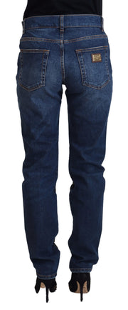 Dolce & Gabbana Black Floral Lace Front Skinny Denim Jeans