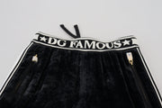 Dolce & Gabbana Black DG Logo Velvet Trouser Pants