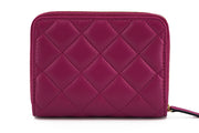 Versace Purple Nappa Leather Bifold Zip Around Wallet