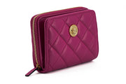 Versace Purple Nappa Leather Bifold Zip Around Wallet