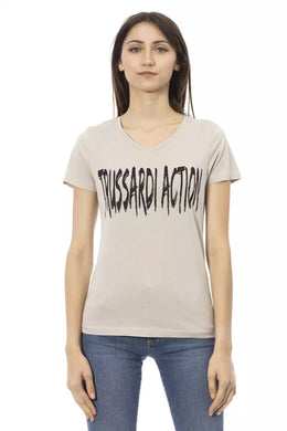 Trussardi Action Beige Cotton T-Shirt