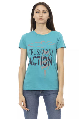 Trussardi Action Light Blue Cotton T-Shirt