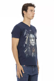 Trussardi Action Blue Cotton Men's V-Neck T-Shirt