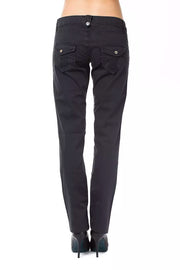 Ungaro Fever Blue Cotton Women's Regular Fit Pant