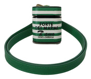 Dolce & Gabbana Green Leather Strap Gold Metal Logo Airpods Case