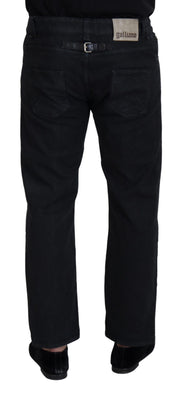 John Galliano Black Cotton Back Buckle Casual Denim Jeans