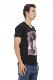 Trussardi Action Black Cotton Men's V-Neck T-Shirt